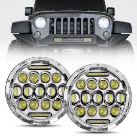 Aaiwa B0f6y8yltx 7 Inch Round Led Headlights For Jeep Wrangler Jk Tj Lj 75w High/low Beam