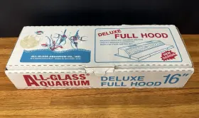 All-glass 21316 Vtg. All-glass Aquarium Deluxe Full Hood Walnut/black 16 Inch N.o.s. With Box