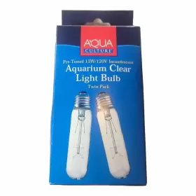 Aqua Culture 923464700016 Twin Pack Bulb 15w/120v Incandescent Clear Aquarium Light Bulbs Fish Tank