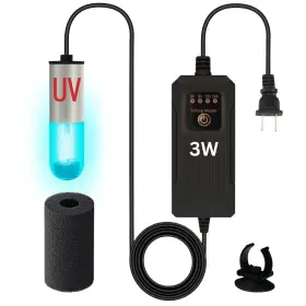 Aquatic Eden 3w-uv-sterilizer 3w Mini Uv Light For Aquariums With 4 Timer Modes Uv-c Clean Use