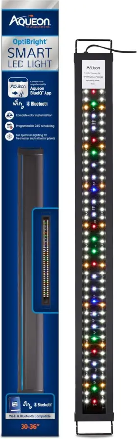 Aqueon 100550357 Optibright Smart Led Light Fixture Wi-fi Bluetooth For 30-36 Inch Aquariums