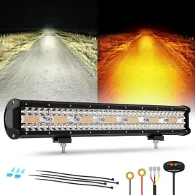 Auxbeam B0932kpt2m 20 Inch 420w Led Light Bar 6 Modes Amber White Strobe Off-road Truck Atv Utv