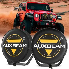 Auxbeam B0c3r48j7d 9 Inch Round Off Road Light Covers - Black Leather Case With Logo For Truck/jee