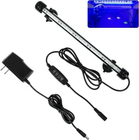 Branded 711181566246 11 Inch White And Blue Submersible Led Aquarium Fish Tank Light With Timer/dimmable