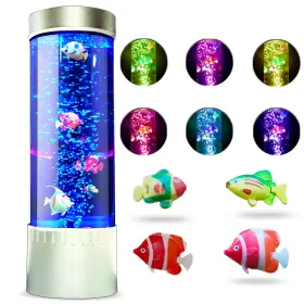 Brewish 755478173588 Bubble Fish Lamp Desktop Sensory Led Color Changing Aquarium