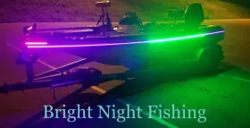 Bright Night Fishing 783495240488 16ft Uv Green Led Strip Light For Waterproof Black 12vt