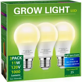 Briignite B0bcwf6h6n 3-pack 11w E26 Full Spectrum Led Grow Light Bulb 100w Equivalent