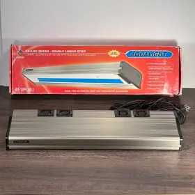 Coralife 096316531024 24 Inch Aqualight 130w 10k Actinic Deluxe Series Double Linear Strip With Fans