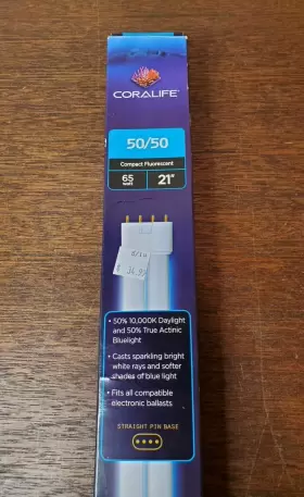 Coralife 096316540750 50/50 Aquarium Compact Fluorescent 65 Watt Light Bulb 21 In - New Coralife 096316540750 50/50 Aquarium Compact Fluorescent 65 Watt Light Bulb 21 In - New