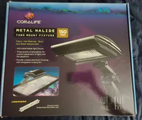 Coralife 53601 150 Watt Metal Halide Tank Mount Fixture With Hqi Lamp New In Box
