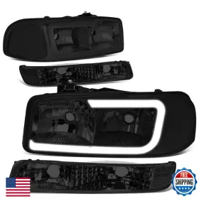 Dna Motoring B07nn1qn74 Hl-lb2-sierra99-sm-cl1 Smoked Lens Bumper Lightsheadlights Led Drl