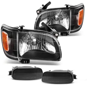 Dwvo B07pbycszl Headlight Assembly Compatible 2001 2002 2003 2004 Tacoma Black Housing
