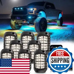 Ejs Super Car B0fg28mrrb Rock Lights For Trucks 8 Pods Rgb Led With App/remote Control And Mus