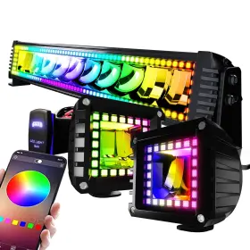Feelon B0bhvrwg5v 22 Inch Rgb Led Light Bar And 2x 4 Flood Pods Multi-color Chasing