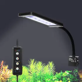 Fishkeeper Fk111-9w Clip On Aquarium Led Light 24/7 Mode Full Spectrum Fish Tank With Time