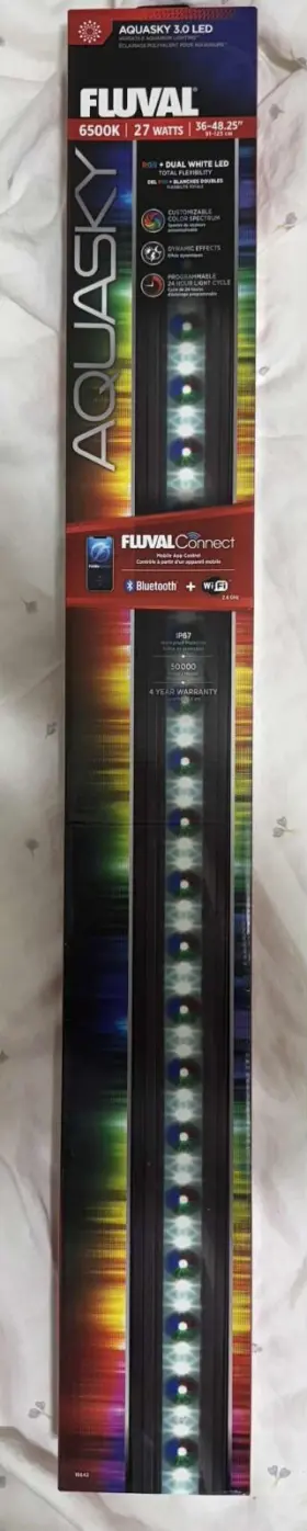 Fluval 015561166423 Aquasky 3.0 Led 27w 36-48.25 / 91-123 Cm 6500k 27 Watts 16642 New Ship