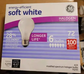 Ge 043168702935 6 72w 72 100 Watt Light Bulbs Soft White 1270 Lumen A19 Halogen Double Life