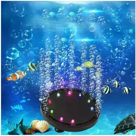 Gouccpu 768494588113 4.12 Inch Submersible Fish Tank Bubble Light 9 Led Beads Air Stone