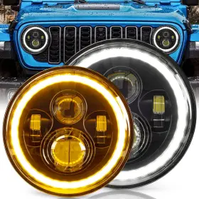 Hillsking B0d5hr3z9s 7 Inch Led Halo Headlights Round For Jeep Wrangler Jk Tj Lj/plug And