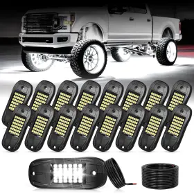 Icicar B0f246b888 16 Pods 6500k White Rock Lights Ip68 Waterproof 36 Leds Smd Chips Underg