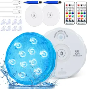 Idealife 313049675628 Rechargeable Submersible Led Lights With Remote Usb Color Changing Aquarium Lig