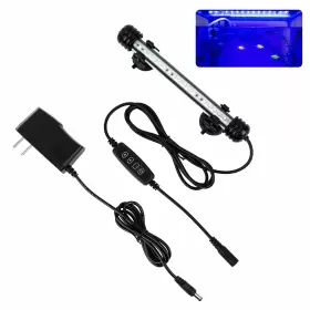 Ikefe 618119963682 7.5 Inch White And Blue Submersible Led Aquarium Fish Tank Light With Timer
