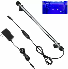 Ikefe 618119963705 15 Inch White And Blue Submersible Led Aquarium Fish Tank Light With Timer/dimmable