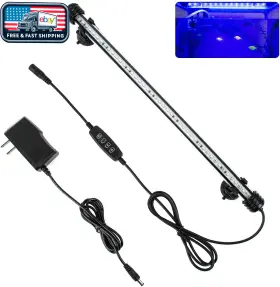 Ikefe Btw15 15in White And Blue Submersible Led Fish Tank Light With Timer/dimmable For