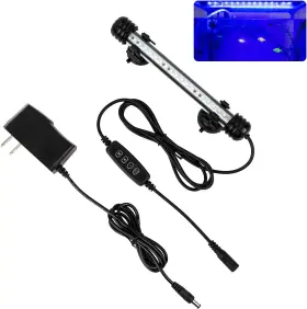 Ikefe Bwt07 7.5 Inch White And Blue Submersible Led Aquarium Fish Tank Light With Timer/dimm