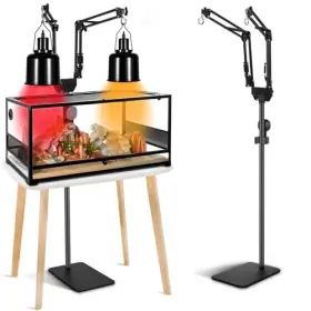 Juttilax B0dfcfr8gc Dual Reptile Heat Lamp Stand Adjustable 15.7-74.3in Swing Arm 360