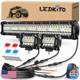 Ledkito B0d91zfvbr 20inch Led Light Bar And 4inch Cube Pods Lights Kit Wiring Harness