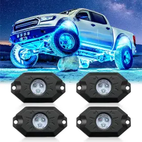 Livtee B0ff4typv9 Rgb Led Rock Lights Kit 4 Pods Waterproof Underglow Neon With Blu