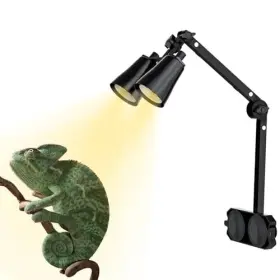 Lurmmue B0f9flsknf Dual Reptile Lamp Stand With Suction Cups Adjustable Bracket For
