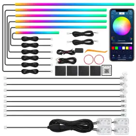 Maodaner B0drbx8773 Dreamcolor Acrylic Interior Car Led Strip Light Wireless App Rgb 18 In