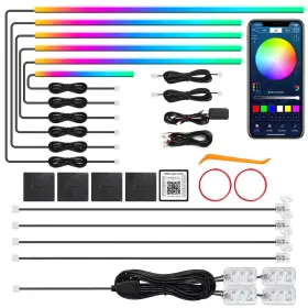 Maodaner B0drc14rrb Dreamcolor Acrylic Interior Car Led Strip Light Wireless App Rgb 14 In