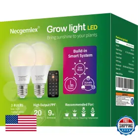 Necgemlex B0bgnj7k3f Smart Led Grow Light Bulb Remote Timer 4500k E26/e27 2-pack