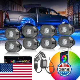 Niking Auto B07rwbzsp9 8 Pods Rgb Led Rock Light Kits Bluetooth Controller Waterproof