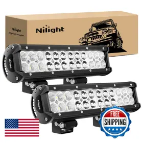 Nilight B01m6749pc Led Light Bar 2pcs 12inch 72w 5040 Lm Spot Flood Comboled Off Road