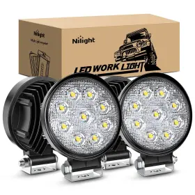 Nilight B01nbc5xia 4.5 Inch 27w 3000lm Led Round Flood Light Pods 4pc Off Road Fog Driving