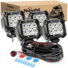 Nilight B071xj542l 4pcs 4 Inch 18w Spot Led Light Bars Work Lights Fog Off