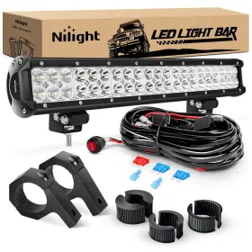 Nilight B074cs4nxm 20 Inch 126w Spot Flood Combo Led Light Bars Off-road Mounting Bra