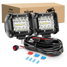 Nilight B07sfg7gn9 2-pack 60w 4in Led Work Light Triple Row Flood/spot Combo 12ft Harness