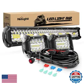 Nilight B07x3gr2sd 20 Inch 420w Triple Row Led Light Bar And 2pcs 4 60w Cube Pods With Harness