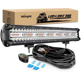 Nilight B09hwqy3rn 20 Inch 420w Led Light Bar Spot Flood Amber White Strobe 6 Modes Memory Func