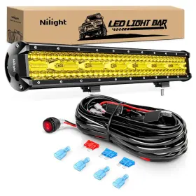 Nilight B09p3vhl4d 20 Inch 420w Led Light Bar Yellow Triple Row Flood Spot Combo 42000lm