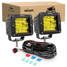 Nilight B09tdm7fhk 2pcs 3inch Amber Led Pods 42w Cubes Upgraded Spot Flood Combo