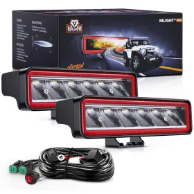 Nilight B0cj58qd2t Led Light Pods 6.5 Inch 2 Pcs 30w 3250lm Spot Fog With 16awg Wiring Kit