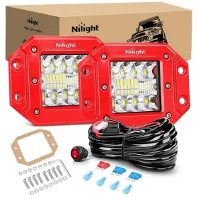 Nilight B0czrxndd4 2pcs 42w Flush Mount Led Pods Spot Flood Combo Beam With Wiring Harness