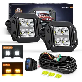 Nilight B0f222pfpm Flush Mount Led Pod Lights Amber Drl 2pcs 4.8inch Spot Beam 20w 2510lm Nilight B0f222pfpm Flush Mount Led Pod Lights Amber Drl 2pcs 4.8inch Spot Beam 20w 2510lm