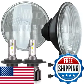 Nsdxct B0d5l4y628 7 Inch Led Glass Headlight Round Lens Housingh4/9003 Bulbs